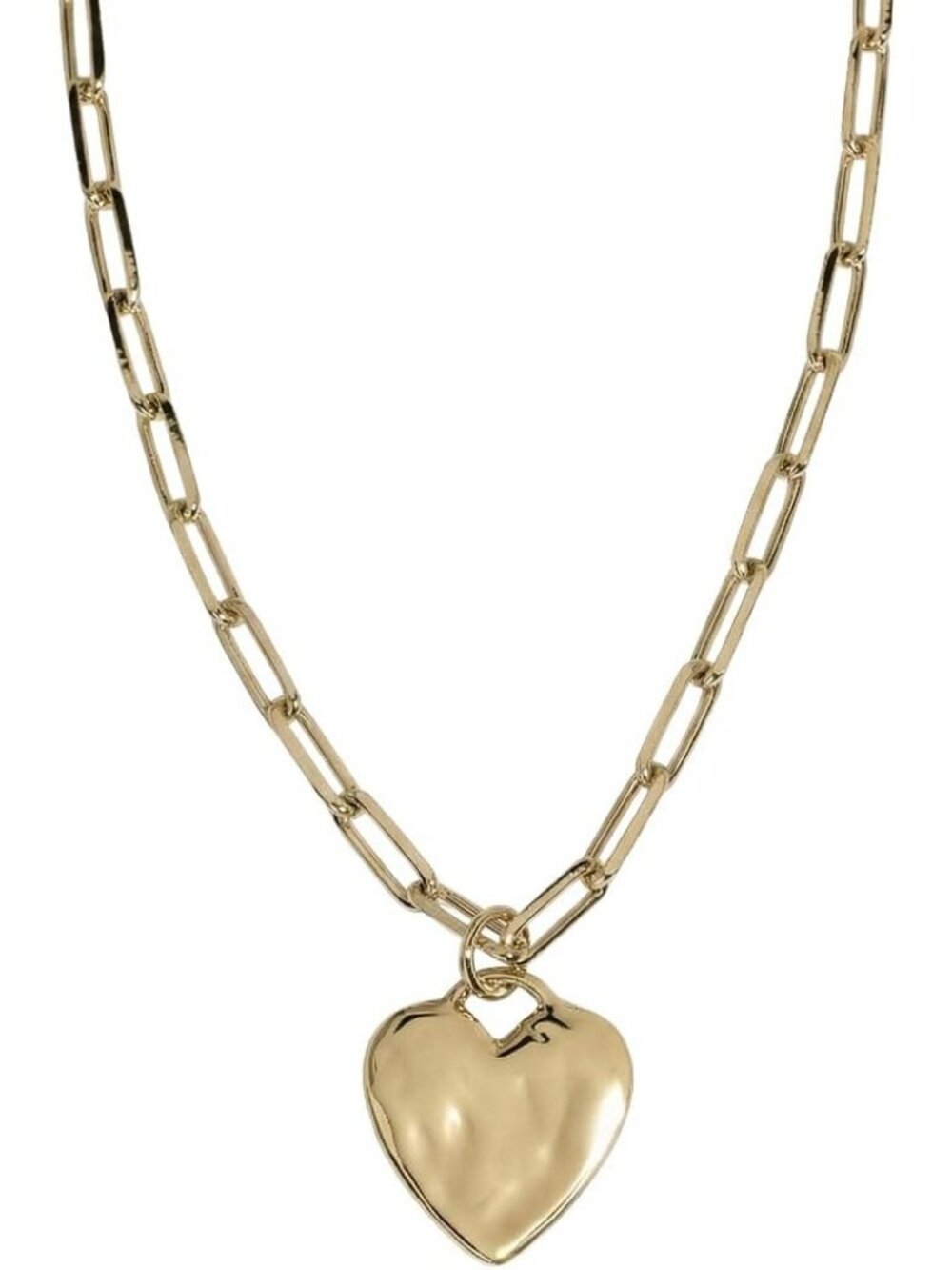 Women’s Silver Chunky Pvd Hypoallergenic Waterproof Non Tarnish Heart Necklace